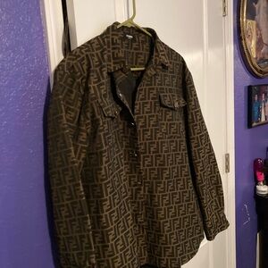 Fendi Monogram Brown Shirt Jacket for Men